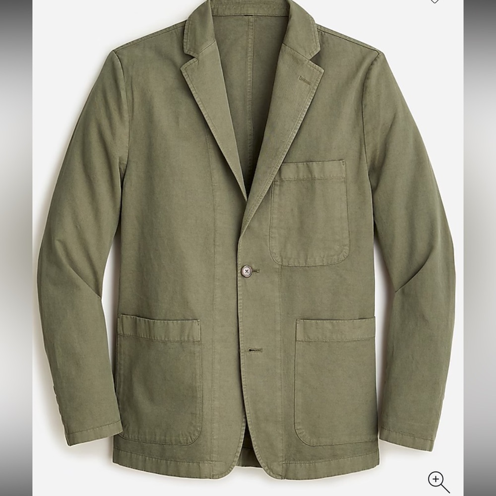 J. Crew Men’s Garment-dyed Cotton Linen Chino Suit Jacket Thyme Green Size 42